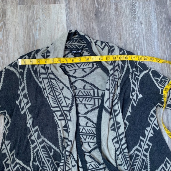 Wet Seal Tribal Aztec Blue & Tan Open Front Cardigan large - Picture 12 of 16
